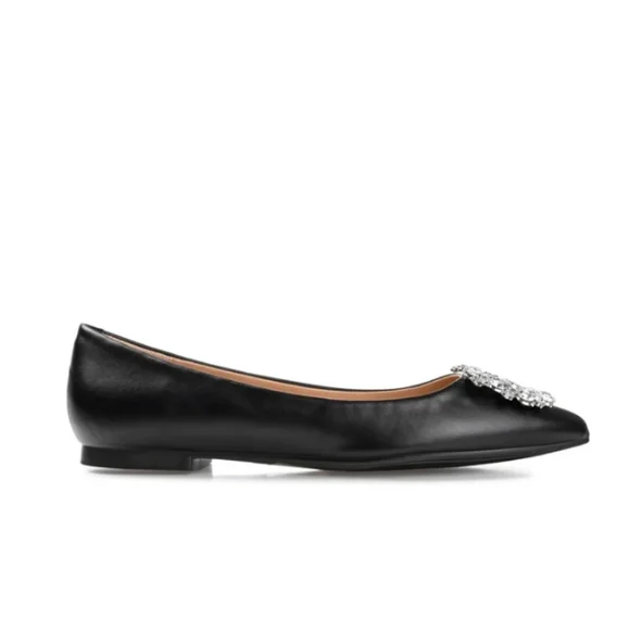 Journey Collection Chic Renzo Black Flats With Crystal Embellishment Size 8.5W - Picture 5 of 11